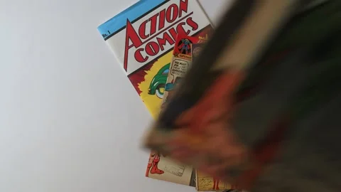 Vintage Covers of ACTION COMICS - DC Comics. American Comic book Stock Footage 250250697