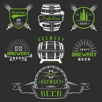Vintage Craft Beer Brewery Logo and Badge Stock Illustration