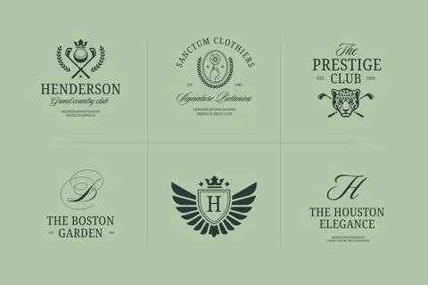 Vintage Crest Logo Vector Collection, Classic Luxury Country Club Brand Ide.. Stock Illustration