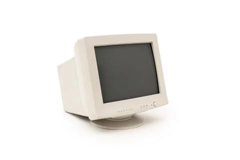 Vintage CRT computer monitor on white background Stock Photos
