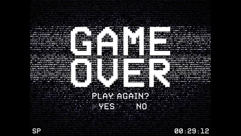 Vintage CRT Game Over Screen with Analog TV Static 스톡 동영상 336518426