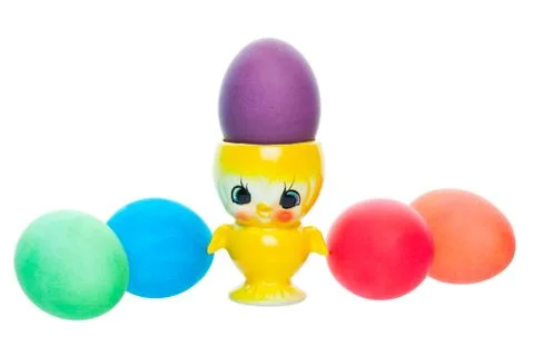 Vintage cup with eggs Stock Photos