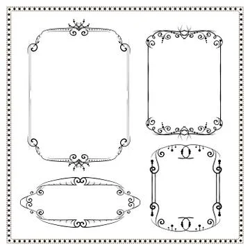 Vintage curly frames set Illustrazione stock