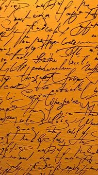 Vintage Cursive Handwriting Abstract Texture on Bright Orange Background Stock Illustration