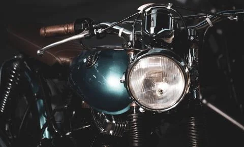 Vintage custom made motorbike Stock Photos