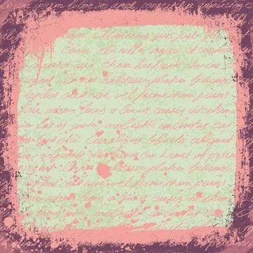 Vintage cute handwrinigs seamless pattern with grunge frame and stains. vecto 스톡 일러스트