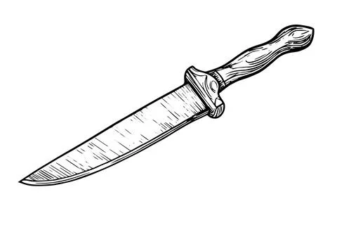 Vintage Dagger or Sword: Hand-Drawn Vector Illustration in Medieval Engraved Stock Illustration