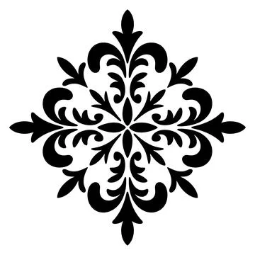 Vintage Damask Ornament Vector | Elegant Floral Decorative Flourish Motif Stock Illustration