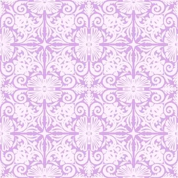 Vintage damask pattern with flowers and foliage; textile background with folk Stock Illustration