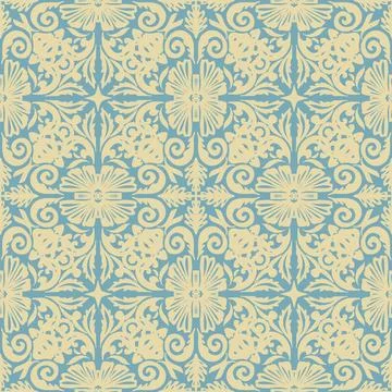 Vintage damask pattern with flowers and foliage; textile background with folk 스톡 일러스트