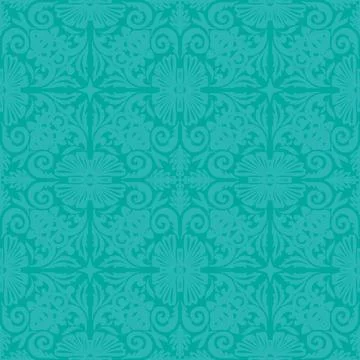 Vintage damask pattern with flowers and foliage; textile background with folk Stock Illustration