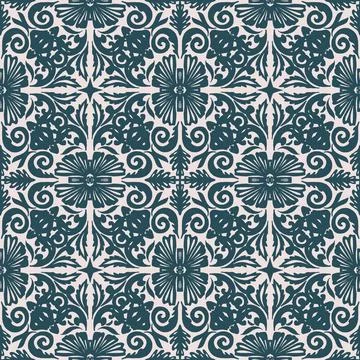 Vintage damask pattern with flowers and foliage; textile background with folk Illustrazione stock