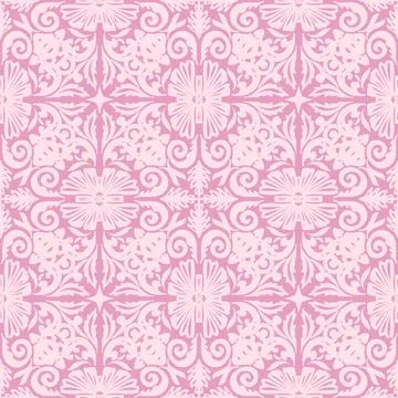 Vintage damask pattern with flowers and foliage; textile background with folk 库存插图