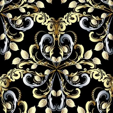 Vintage Damask vector seamless pattern. Illustrazione stock