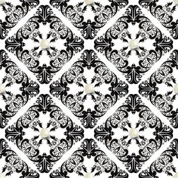 Vintage Damask vector seamless pattern. Black and white floral jewelry Stock Illustration