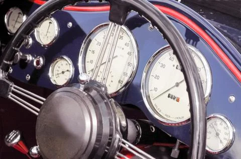 Vintage dashboard dials Stock Photos