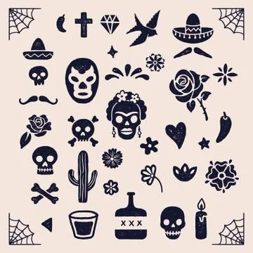 Vintage Day of the Dead graphics Illustrazione stock