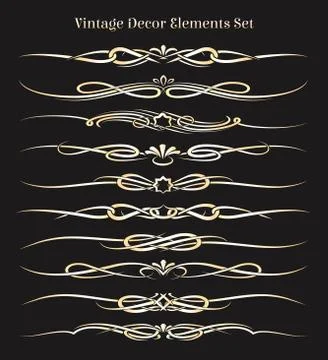 Vintage Decor Elements Set Illustrazione stock