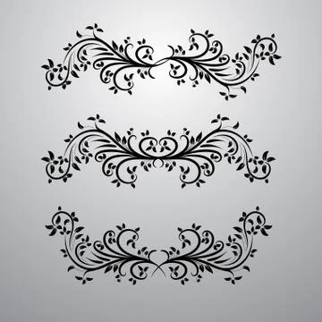 Vintage decor elements vector set. Vector wicker lines. Floral calligraphic Stock Illustration