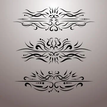 Vintage decor elements vector set. Wicker lines dividers. Floral calligraphic Stock Illustration