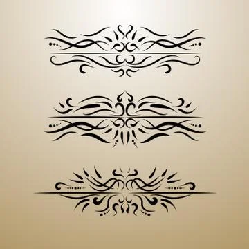 Vintage decor elements vector set. Wicker lines dividers. Floral calligraphic Stock Illustration