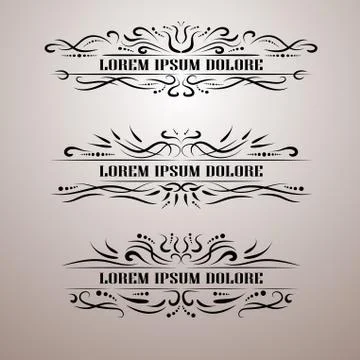 Vintage decor elements vector set. Wicker lines calligraphic elegant ornament Ilustração Stock