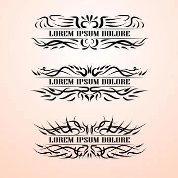 Vintage decor elements vector set. Wicker lines calligraphic elegant ornament Stock Illustration