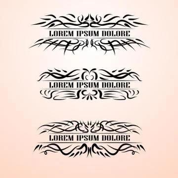 Vintage decor elements vector set. Wicker lines calligraphic elegant ornament Stock Illustration