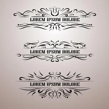 Vintage decor elements vector set. Wicker lines calligraphic elegant ornament Stock Illustration
