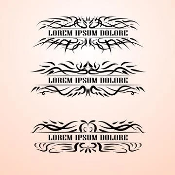 Vintage decor elements vector set. Wicker lines calligraphic elegant ornament 스톡 일러스트