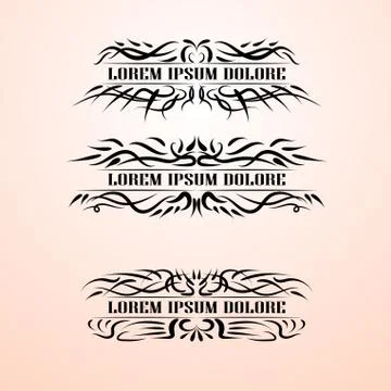 Vintage decor elements vector set. Wicker lines calligraphic elegant ornament Stock Illustration