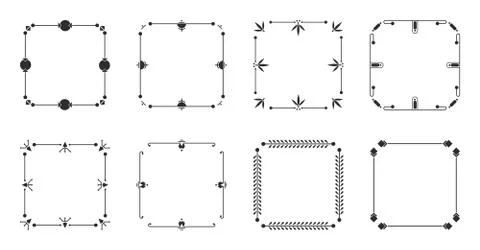 Vintage decor frame elegant border text vector set Stock Illustration