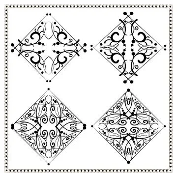 Vintage decorative diamond elements set 2. イラスト素材