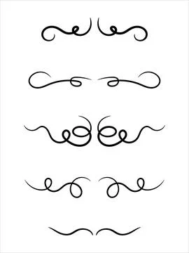 Vintage decorative elements line vector isolated set 스톡 일러스트