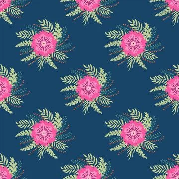 Vintage Decorative seamless pattern in classic style with small flowers, dits Stock Illustration