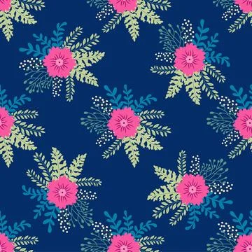 Vintage Decorative seamless pattern in classic style with small flowers, dits Stock Illustration