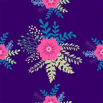 Vintage Decorative seamless pattern in classic style with small flowers, dits Stock Illustration