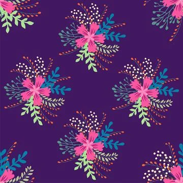 Vintage Decorative seamless pattern in classic style with small flowers, di.. Stock Illustration