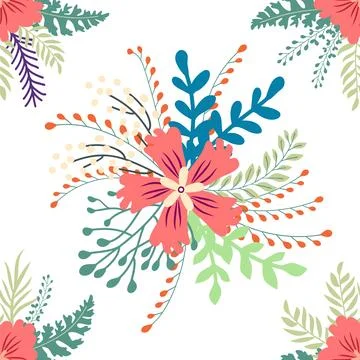 Vintage Decorative seamless pattern in classic style with small flowers, dits Stock Illustration