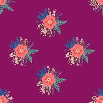 Vintage Decorative seamless pattern in classic style with small flowers, di.. Stock Illustration