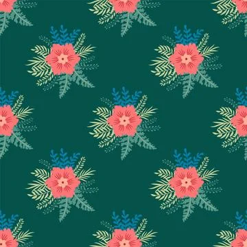Vintage Decorative seamless pattern in classic style with small flowers, di.. Stock Illustration