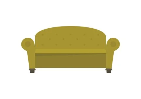 Vintage decorative sofa icon in flat style Stock Illustration