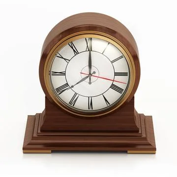 Vintage decorative table clock isolated on white background. 3D illustration Illustrazione stock