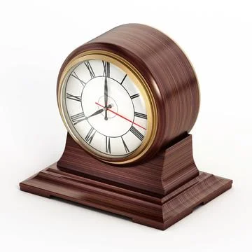 Vintage decorative table clock isolated on white background. 3D illustration Illustrazione stock