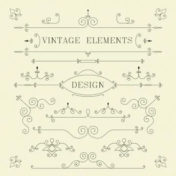 Vintage design, borders, retro elements, Frame Stock Illustration