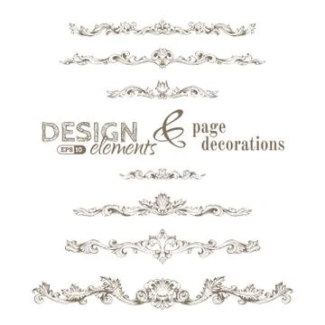 Vintage design elements and page decorations. Stock Illustration