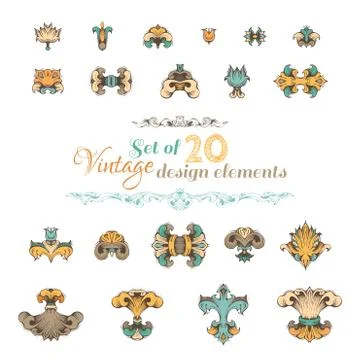 Vintage design elements and page decorations. Illustrazione stock