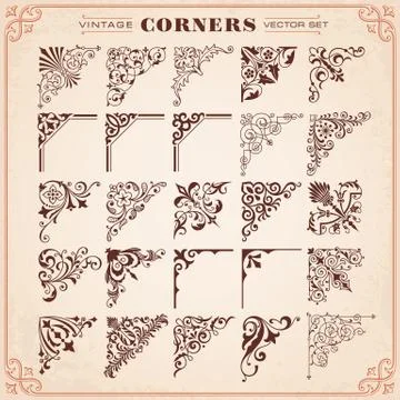 Vintage design elements corners and borders 库存插图