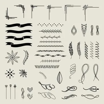 Vintage design elements. Hand drawn dividers. Vector calligraphic lines. Page Illustrazione stock