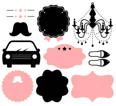 Vintage design elements isolate on white ( black &amp; pink ) Stock Illustration
